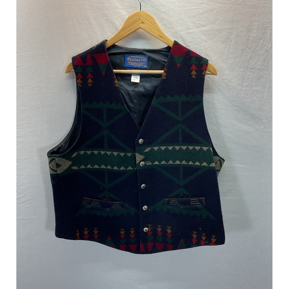 Pendleton Mens 44 Wool Vest‎ High Grade Western Wear Aztec Southwestern